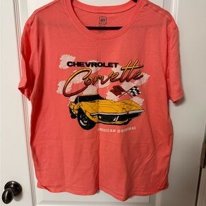 Hybrid Apparel Coral Kids Corvette Graphic Tee with Yellow Car
